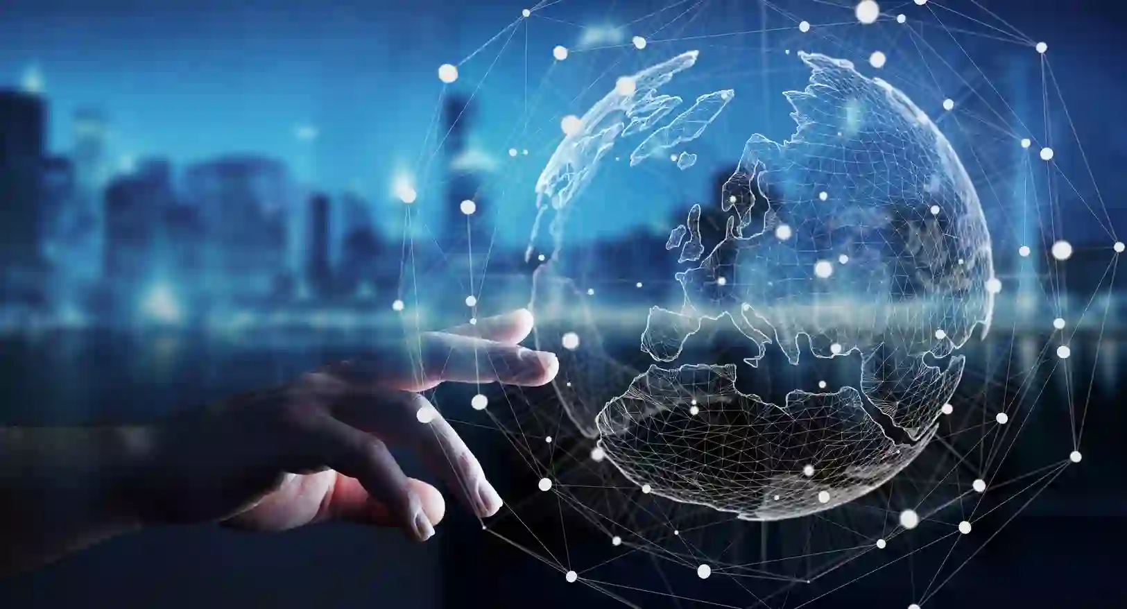 Digital marketing and online business technology concept with global network connection