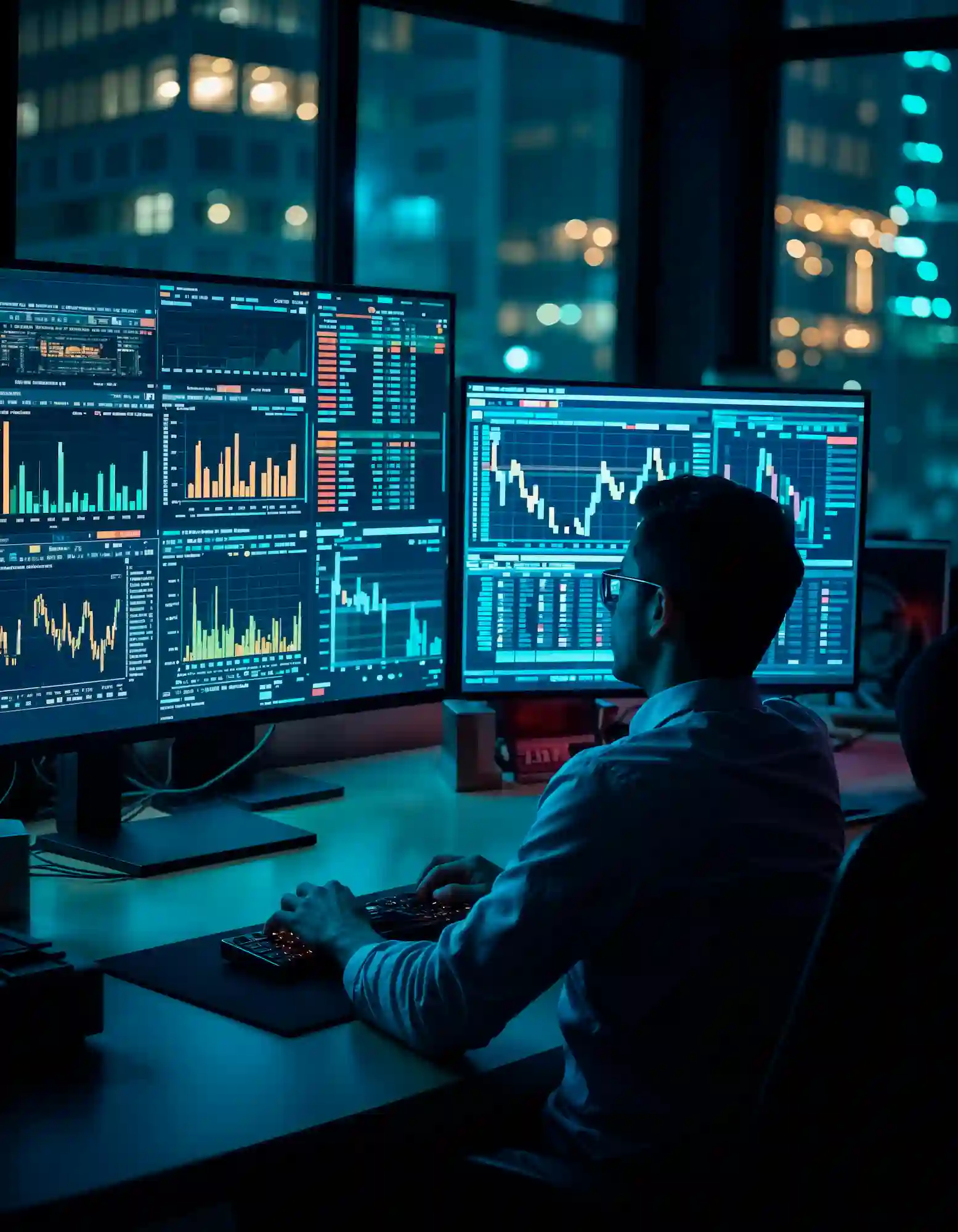 Stock trading dashboard with financial charts and real-time market analysis
