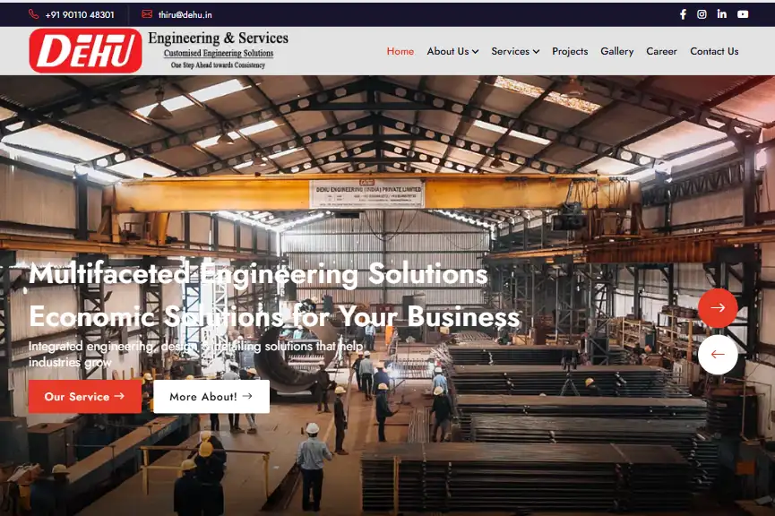 Professional corporate Dehu website developed by Miruthika Enterprises