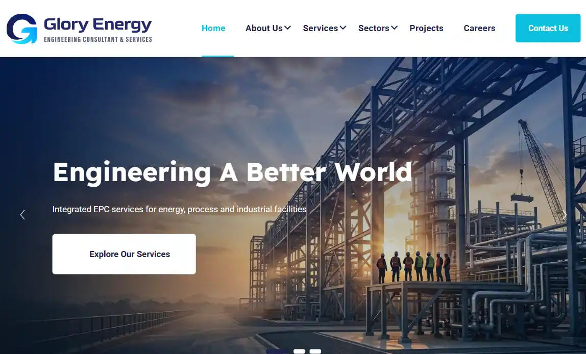 Professional corporate Glory website developed by Miruthika Enterprises